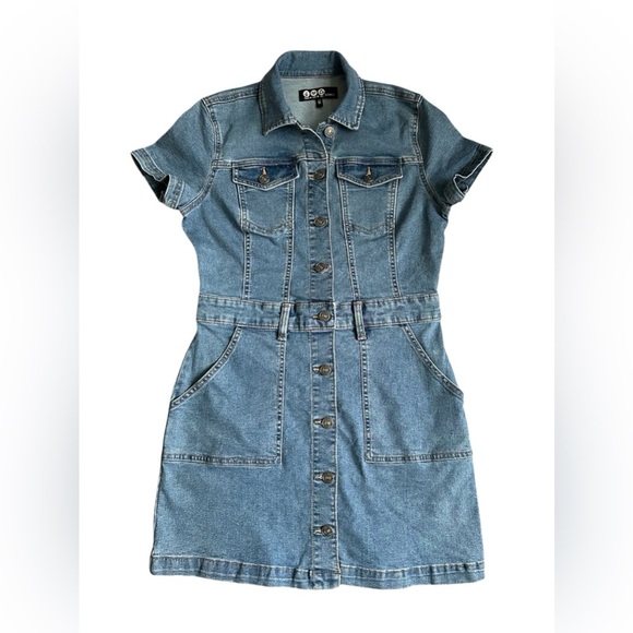 Peace Love Eco By Rewash Button Up Mi I Denim Dress size Medium - Picture 8 of 12